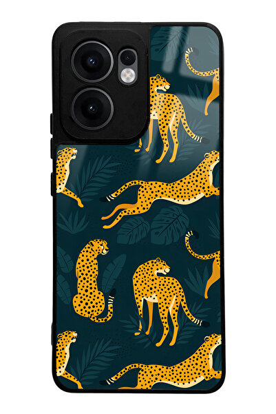 Spoyi Oppo Reno 13F Compatible Leaf Leopard Design Glossy Phone Case