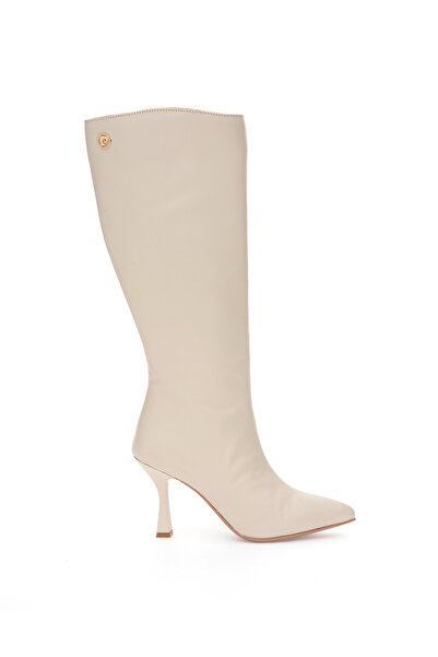 Pierre Cardin Ecru Heeled Boots 50314213-Vr019