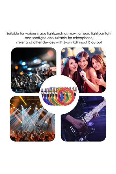 Choice 6pcs 1.5M/5ft XLR Cable DMX Stage Light Cable 3Pin XLR Male to Female for Moving Head Light Spotl...