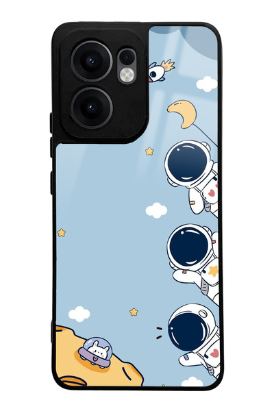 Spoyi Oppo Reno 13Fuyumlu Mini Astronaut Design Glossy Phone Case