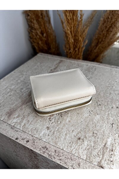 MODA Faux Leather Women's Cream Medium Size Snap Wallet - with Paper and Coin Compartments
