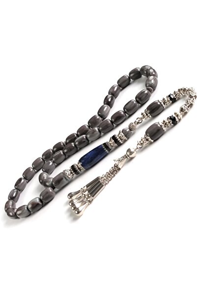 TESBİHCİBABA Engraved Imam Gray Ephesus Model Pressed Amber Prayer Beads