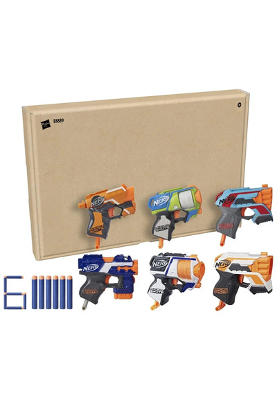 NERF Hasbro Set of 6 Nerf microblasters with 6 projectiles included, various colors