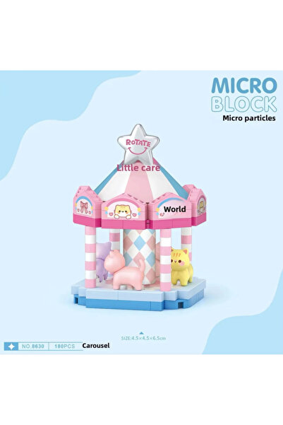 ATABY Loz Moving Amusement Park Series Micro Blocks - Carousel 180 Pieces Ages 10+ - Amusement Park Model