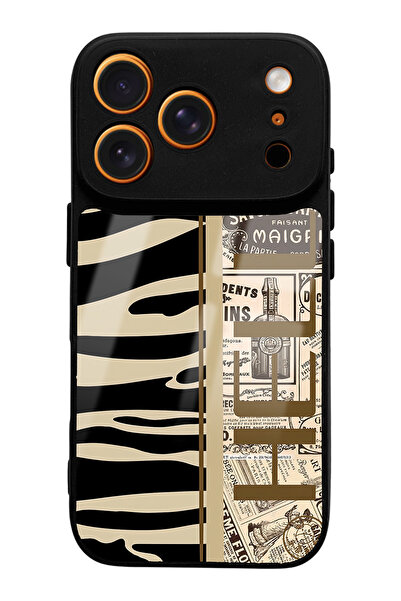 Spoyi iPhone 17 Pro Zebra Newspaper Design Glossy Phone Case Compatible