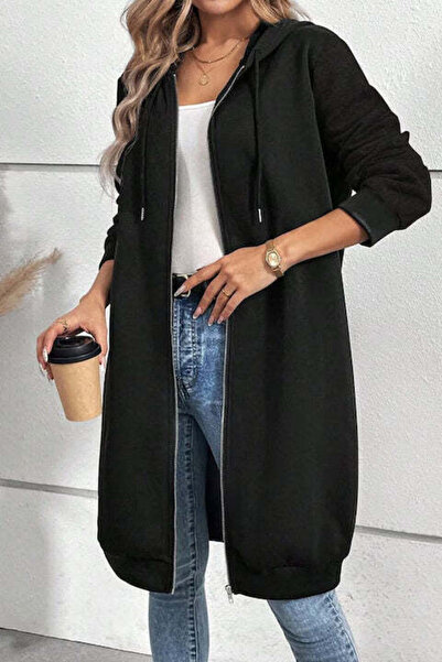 StreetWear Outlet Women's Long Hoodie with Zipper and Drawstring