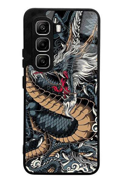 Spoyi İnfinix Hot 50 Pro Uyumlu Ejderha Tasarımlı Glossy Telefon Kılıfı