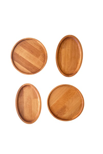 Onouqo Darev Wooden 4-Piece Breakfast Set, Breakfast Utensils, Serving Tray (1St Grade Quality Beech Wood)