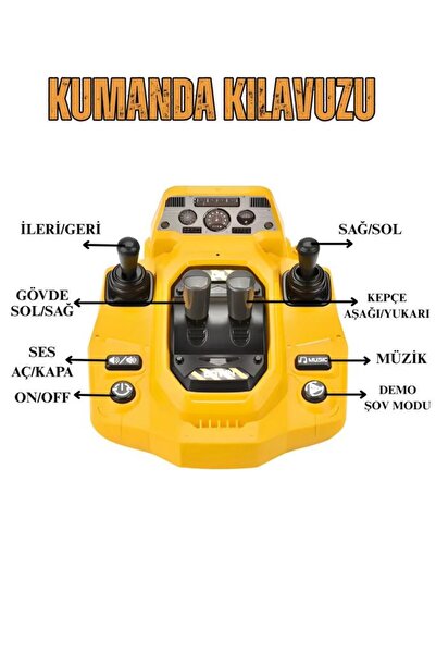 Tıfıl Toys 1:14 Ölçek Şarjlı Işıklı Sesli Konsol Kumandalı Metal Başlıklı Oyuncak Ekskavatör Kepçe