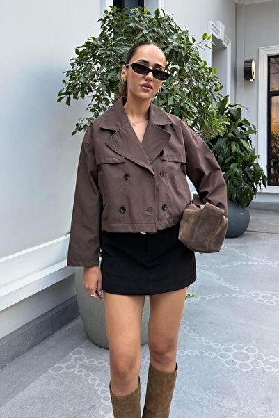 Nazliye Acı Kahve Kısa Trençkot