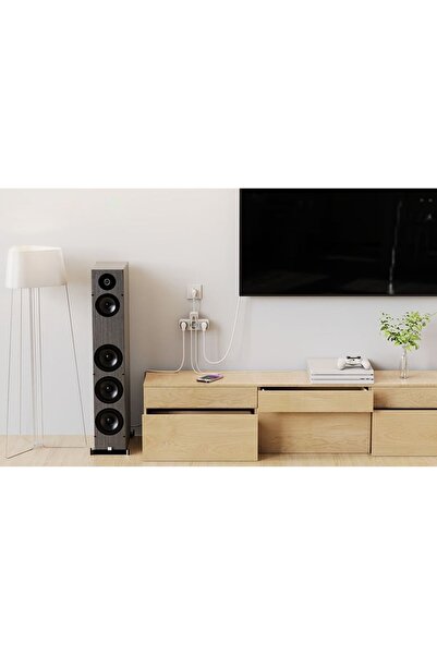 TESSAN TS-323X-C Power Strip, 3 Outlets, 2 USB-A & 1 USB-C Ports, 15cm Cable, White