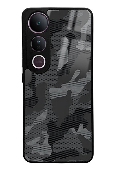 Spoyi Vivo V50 Lite Black Camouflage Design Glossy Phone Compatible Case