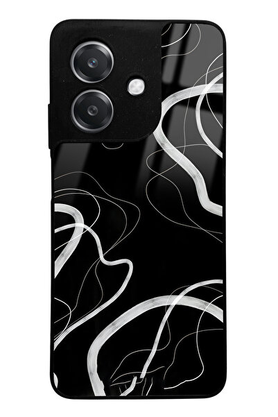 Spoyi Oppo A3 Compatible Black Wave Design Glossy Phone Case