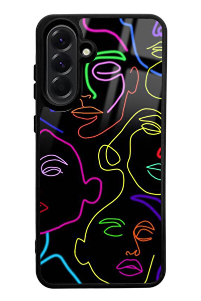 Spoyi A56 Compatible Glossy Phone Case with Neon Silhouette Design
