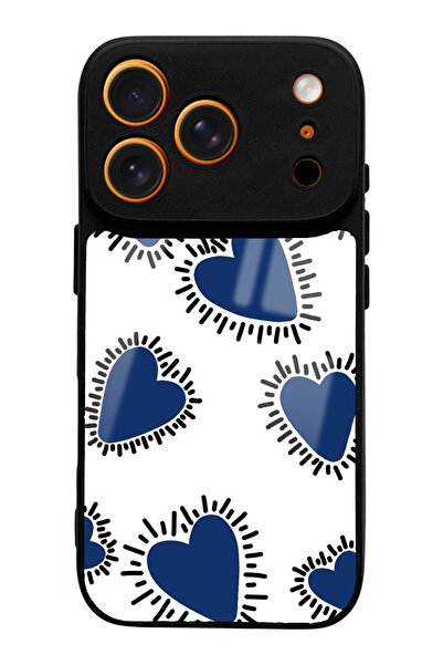 Spoyi Blue Heart Design Glossy Phone Case Compatible with iPhone 17 Pro