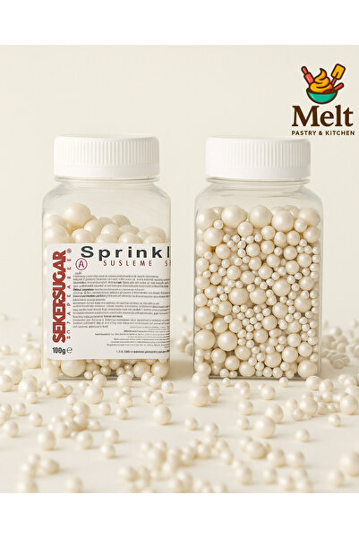 MELT PASTRY&KITCHEN Şeker&Sugar Boncuk Şeker İnci Pasta Süsleme Şekeri 100 gr.