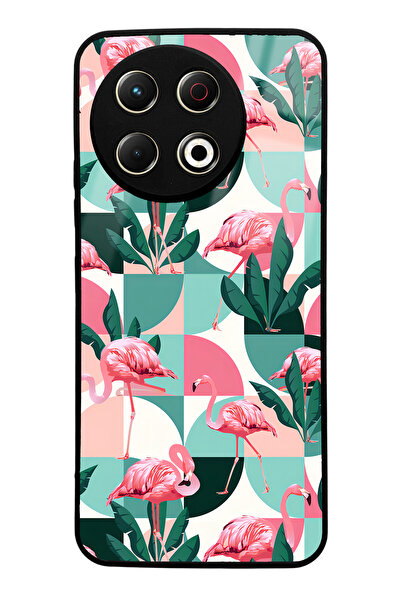 Spoyi Tecno Spark 30 Pro Retro Flamingo Wallpaper Design Glossy Phone Case Compatible