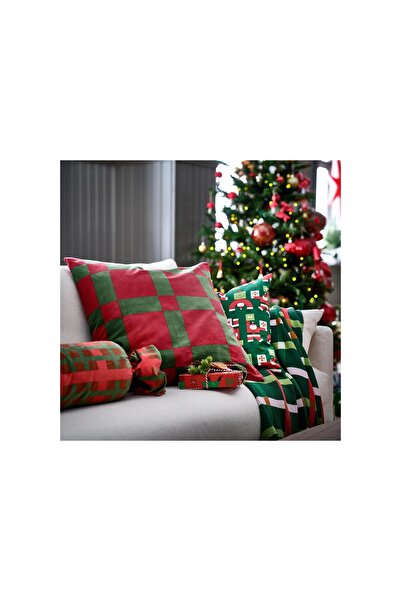 IKEA Throw Pillow Cover, Red-Green, 65X65 cm