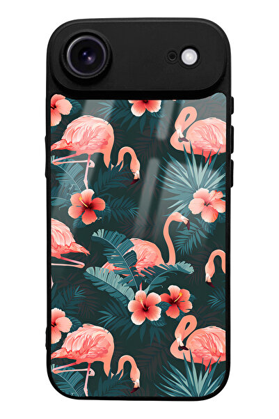 Spoyi iPhone 17 Air Flamingo Leaf Design Glossy Phone Case Compatible