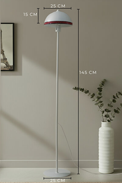 Marrien Luna Rug Tek Ayaklı Beyaz Modern Metal Lambader | Oturma Odası & Yatak Odası & Salon Lambası