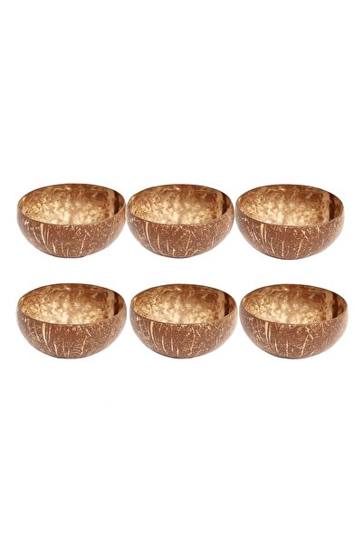 LIFESTYLER Pack of 6 polished coconut bowls (11-14 cm)