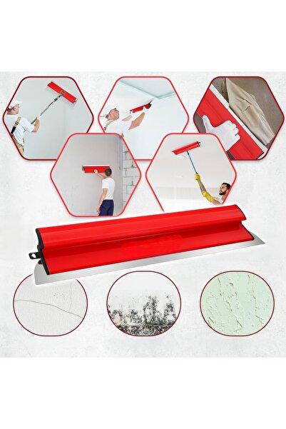 zola Trowel and 2 abrasive sponges set, 60 cm, interchangeable blade, 0.3 mm, stainless steel, red