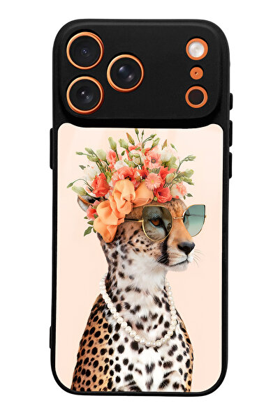Spoyi iPhone 17 Pro Max İnfluencer Leopar Kedi Tasarımlı Glossy Telefon Kılıfı