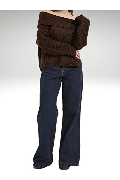 AlanTeks Широка яка Мадона Удобна кройка Дамски плетен пуловер