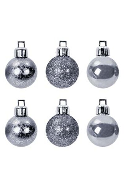 Silver Star Set globuri de Crăciun argintii mate cu sclipici Ø10 cm - 6 buc