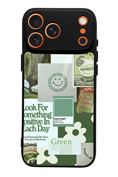 Spoyi iPhone 17 Pro Max Glossy Phone Case with Green Sticker Design