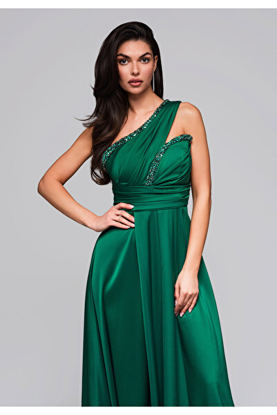 OMBRE Βραδινό φόρεμα LA-OM-DLR252 πράσινο μπουκαλιού