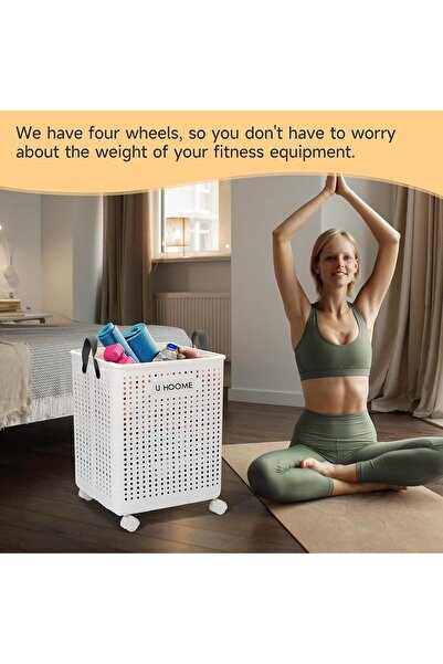 U-HOOME Collapsible Laundry Basket with Wheels & Handle — Foldable 40L Clothes Hamper