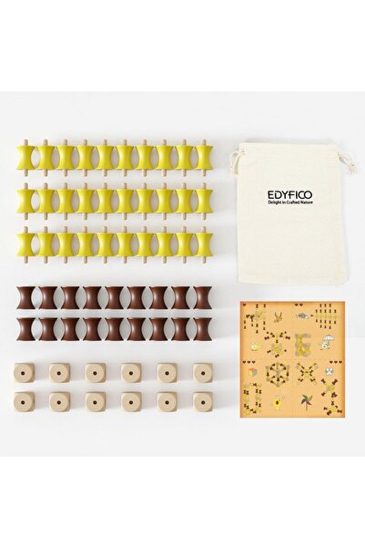 Edyfico Set of 61 wooden Montessori building blocks for children, swivel and stackable,