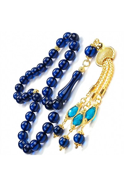TESBİHCİBABA Sapphire Azure Gold Tasarım Safir Damla Kehribar Tesbih