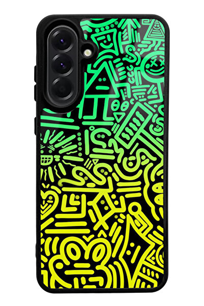 Spoyi A56 Compatible Neon Geometric Design Glossy Phone Case