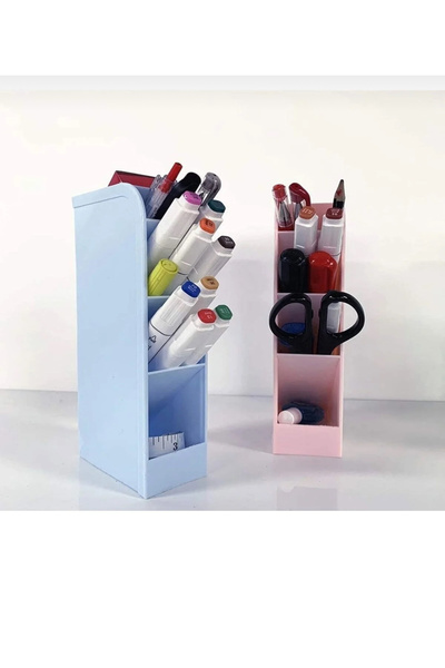 MİMOZA PARK 2 Pieces 4-Compartment Multi-Purpose Desktop Organizer Pen Holder Brush Holder Makeup Organizer