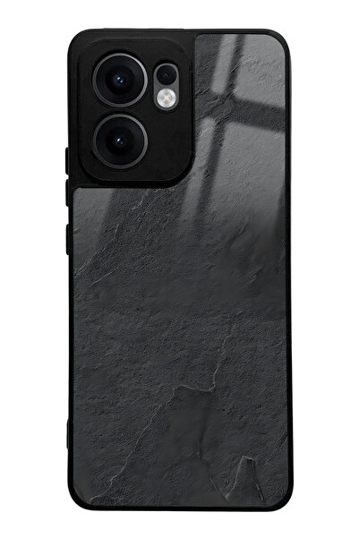 Spoyi Oppo Reno 13F Compatible Black Marble Design Glossy Phone Case