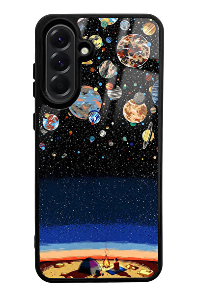 Spoyi A56 Glossy Phone Case with Camping under the Planets Design Compatible