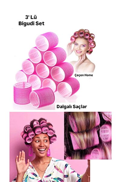 ÇEÇEN HOME Σετ μπούκλες με Velcro 3 τεμαχίων Αυτοκόλλητο μπούκλες μαλλιών Vel...