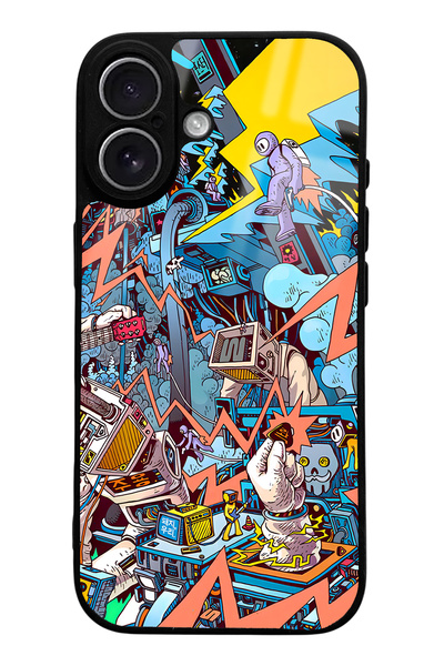 Spoyi iPhone 17 Retro Machine Design Glossy Phone Case