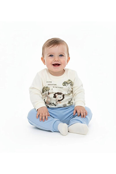 Poppy Baby Boy Forest Animals Printed Bottom Top Double Casual Set