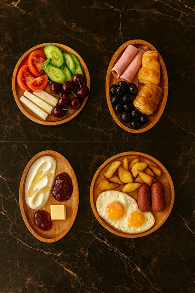 Onouqo Darev Wooden 4-Piece Breakfast Set, Breakfast Utensils, Serving Tray (...