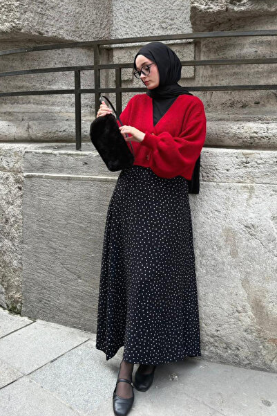 Ceylan Otantik Black Polka Dot Detailed Skirt
