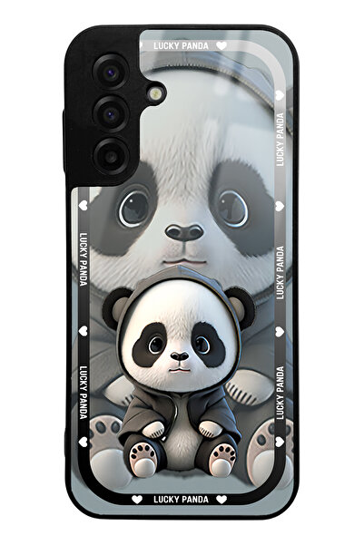 Spoyi Samsung A17 Compatible White Lucky Panda Designed Glossy Phone Case