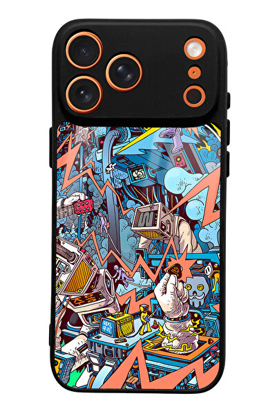 Spoyi iPhone 17 Pro Max uyumlu Retro Machine Tasarımlı Glossy Telefon Kılıfı