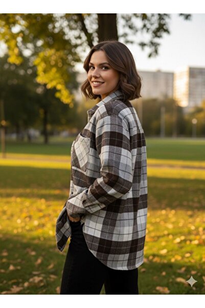 Meşe Moda Women's Plaid Oversized Shirt - Jacket