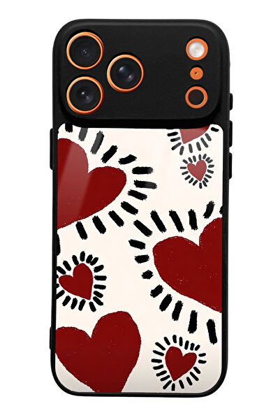 Spoyi iPhone 17 Pro Max Brush Heart Design Glossy Phone Case Compatible