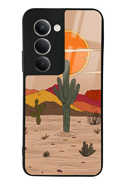 Spoyi Xiaomi Redmi 15 Compatible Retro Cactus Sun Design Glossy Phone Case