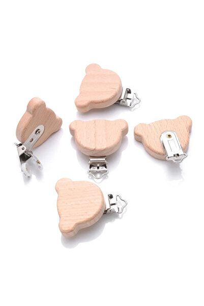 Choice7 Style 4 5pcs Woode Pacifier Baby Beech Wooden Animal Pacifier Metal C...