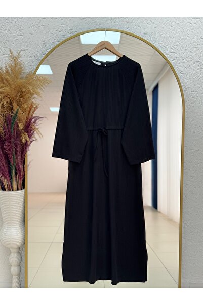 BENAHOLL Barla Beli Tunnel Knitted Dress with Front Seam Detail-Kn6888 Black